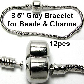 12pcs 8.5" Empty Silver Gray Bracelet BP036k