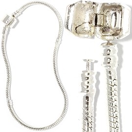 1pc 9.5" Empty Bracelet for Bead & Charm White Silver BP140