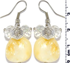 Shell Crystal Earrings Cream White Clear Ger535