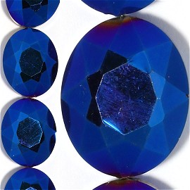 20pc 20x16x10mm Crystal Oval Spacer Solid Blue Aura JF1238