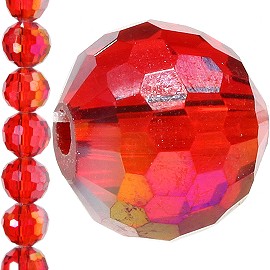 70pc 8mm Round Spacer Crystal Bead Red Aura JF1264