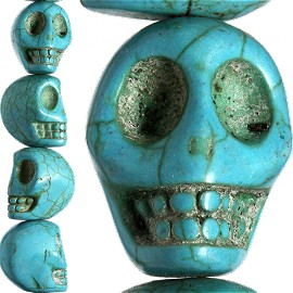 17pc 23x21x18mm Earth Stone Spacer Skull Head Turquoise JF1602