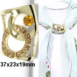 1pc Scarf Ring Pendant Spacer Part Rhinestone Gold Tone JF2249