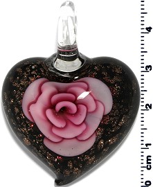 Glass Heart Pendant Pink PD1391