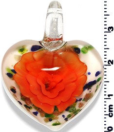 Glass Heart Pendant Orange PD1393
