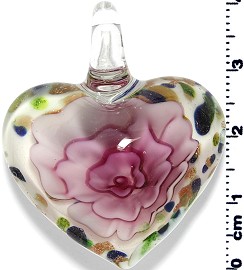Glass Heart Pendant Pink PD1396