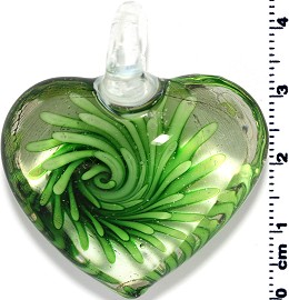 Glass Heart Pendant Green PD1399