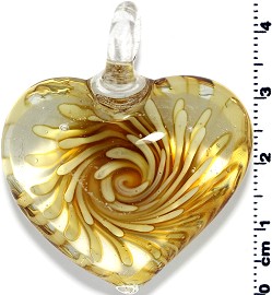Glass Heart Pendant Yellow PD1402