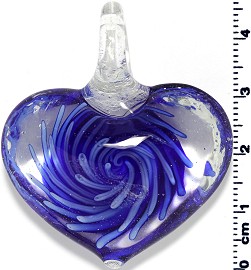 Glass Heart Pendant Royal Blue PD1405