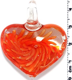 Glass Heart Pendant Orange PD1406