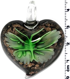 Glass Heart Pendant Green PD1409